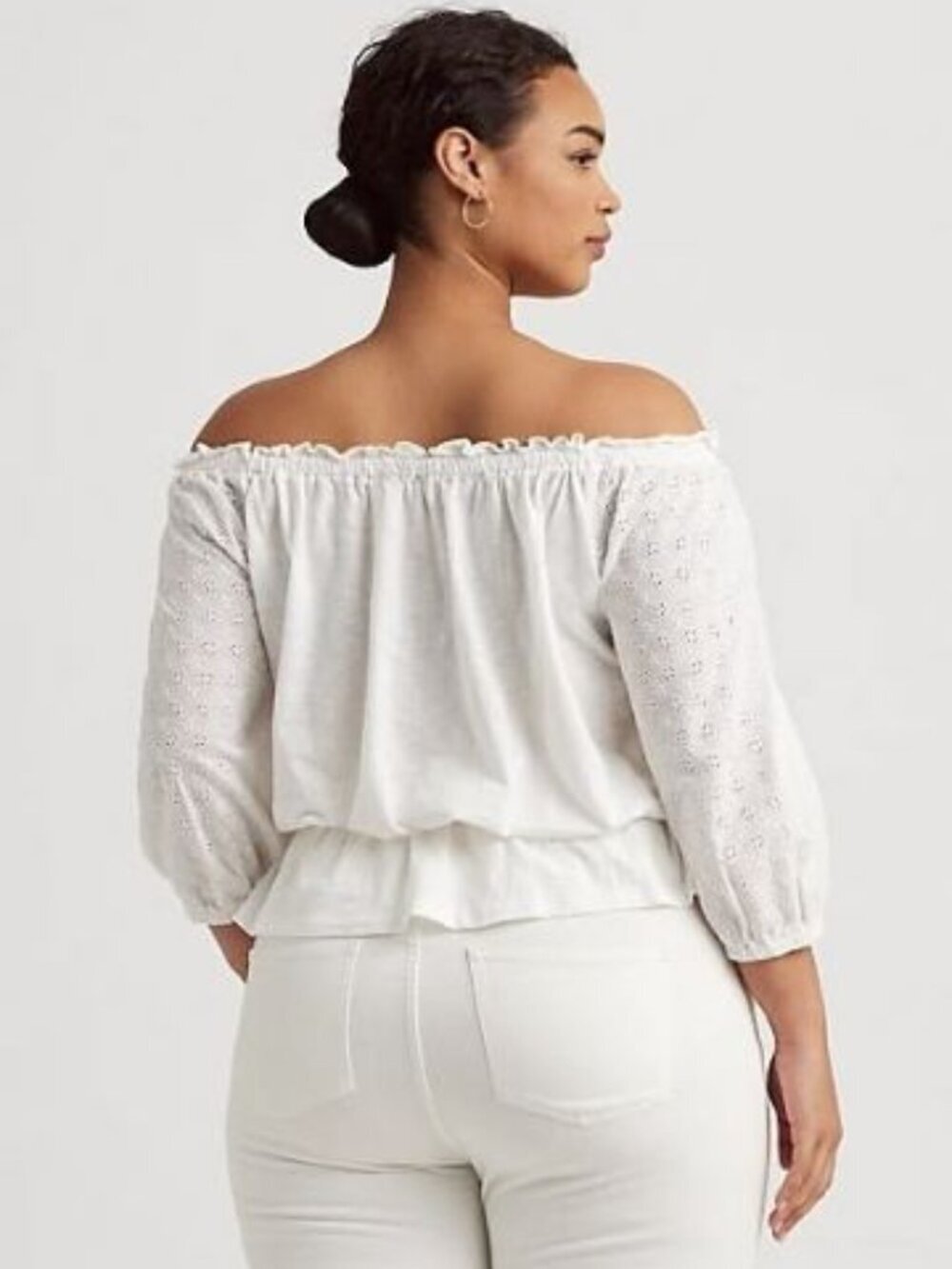NEW Ralph Lauren Women's 2X Off-the-Shoulder Eyelet Jersey Top • Reg Price $125 - Picture 3 of 5